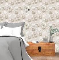 Adesivo de Parede Floral Flores Tons de Bege e Palha Efeito 3D 310x58cm