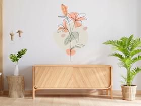 Adesivo De Parede Flores Boho Abstrato Decoração Quarto Sala Minimalista
