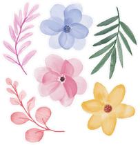 Adesivo de Parede Flores e Ramos Aquarela Decorativo Infantil