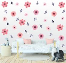 Adesivo de Parede Flores Florais Aquarela Tons Rosê