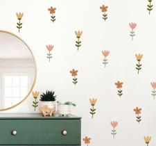 Adesivo de Parede Flores Tons Boho Florais Terrosos Adesivo de Parede Flores Tons Boho Florais Terrosos