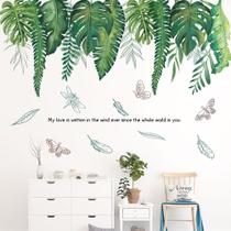 Adesivo de parede Folha verde tropical para quarto ou sala de estar Adesivo de parede Folha verde tropical para quarto ou sala de estar