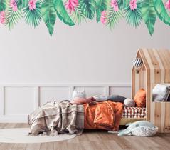 Adesivo de Parede Folhagens e Flores Boho Jardim Rodateto Adesivo de Parede Folhagens e Flores Boho Jardim Rodateto