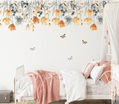 Adesivo de Parede Folhagens e Flores Tons Quentes Boho