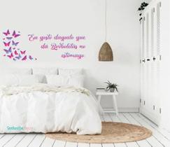adesivo de parede frase borboletas aquarela quarto de casal