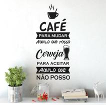 Adesivo De Parede Frase Café Cerveja Chopp Tamanho 50X100Cm