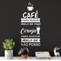 Adesivo De Parede Frase Café Cerveja Chopp Tamanho 50X100Cm