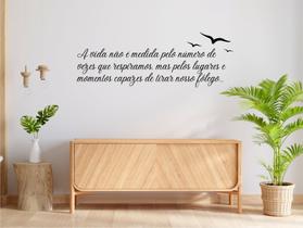 Adesivo De Parede Frase Motivacional Vida Inspiração Quarto Sala Pássaros