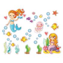 Adesivo de Parede Fundo do Mar Sereias para Menina 154x119cm