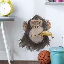 Adesivo de parede Funny Animal Face Cute Monkey com banana em PVC