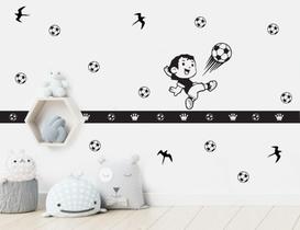 adesivo de parede futebol menino bola faixa jogador - Senhorita Decor