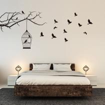 Adesivo de Parede Gaiola Pássaros Livres