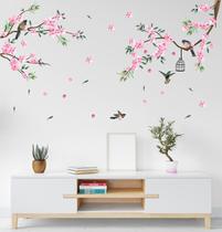Adesivo de Parede Galho Cerejeira e Pássaros - Flores Floral