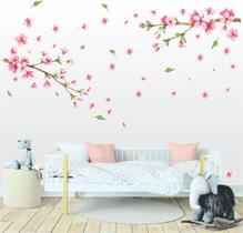 Adesivo de Parede Galho de Cerejeira Duplo Sakura Aquarela