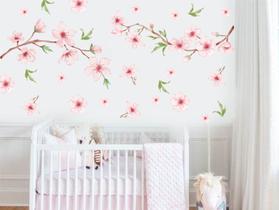 adesivo de parede galhos rosas aquarela florais arvore adesivo de parede galhos rosas aquarela florais arvore