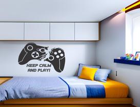 adesivo de parede games controle x box keep calm play Sala de Jogos Juvenil