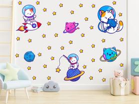 adesivo de parede gatinho astronauta planetas foguete adesivo de parede gatinho astronauta planetas foguete