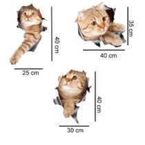Adesivo De Parede Gatinhos No Buraco Mod02