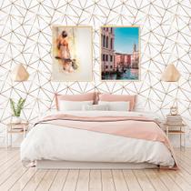 Adesivo De Parede Geométrico Fendi Zara Gold Fundo Textura Tons de Cinza 310x58cm - PPDGE225