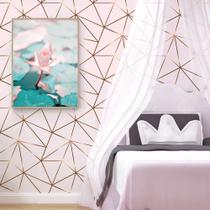 Adesivo de Parede Geométrico Fendi Zara Gold Fundo Tons de Rosa 310x58cm