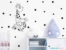 adesivo de parede girafinha travesseiro estrelas e bolinhas - Senhorita Decor