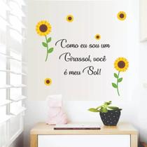 Adesivo De Parede Girassol e Frase Como sou um Girassol