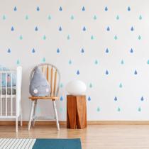 Adesivo de Parede Gotas Azuis 77un 4x8cm