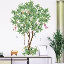 Adesivo de parede Green Tree and Cat, decoração de casa inspirada na natureza