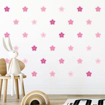 Adesivo de Parede Infantil 99 Flores Tons de Rosa Quarto Sala Menina Menino Decoração Bebê 185adn Adesivo de Parede Infantil 99 Flores Tons de Rosa Quarto Sala Menina Menino Decoração Bebê 185adn