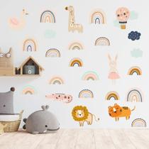 Adesivo de Parede Infantil Animais Arcoíris Quarto Menina Menino Decoração Bebê 411adn