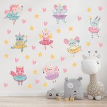 Adesivo de Parede Infantil Animais Ballet Fada Criança Menina 780adn Adesivo de Parede Infantil Animais Ballet Fada Criança Menina 780adn