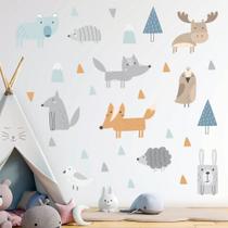 Adesivo de Parede Infantil Animais da Floresta Quarto Menina Menino Decoração Bebê 368adn Adesivo de Parede Infantil Animais da Floresta Quarto Menina Menino Decoração Bebê 368adn