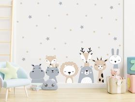 Adesivo De Parede Infantil Animais Safari Baby Tamanho G