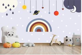 Adesivo de Parede Infantil Arco Iris Candy Color e Bolinhas