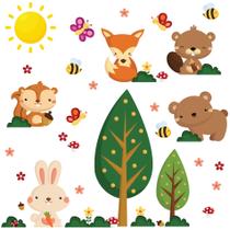 Adesivo de Parede Infantil Árvore Animais Outono