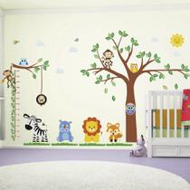 Adesivo de Parede Infantil Arvore Zoo Régua de Altura