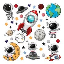 Adesivo De Parede Infantil Astronauta Estrelas Quarto 320Ir