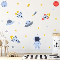Adesivo de Parede Infantil Astronautas Foguete Quarto Menino Menina 942adn Adesivo de Parede Infantil Astronautas Foguete Quarto Menino Menina 942adn