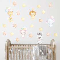 Adesivo de Parede Infantil Balão Safari Aquarela Quarto Menina Menino Decoração Bebê 445adn Adesivo de Parede Infantil Balão Safari Aquarela Quarto Menina Menino Decoração Bebê 445adn