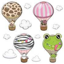 Adesivo De Parede Infantil - Balão - Safari - Nuvens - Quarto - Bebê - Menino - Menina - 025ir