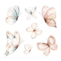 Adesivo De Parede Infantil Borboleta Aquarela Autocolante Destacável