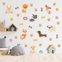 Adesivo de Parede Infantil Cachorros Quarto Menina Menino Decoração Bebê 459adn Adesivo de Parede Infantil Cachorros Quarto Menina Menino Decoração Bebê 459adn