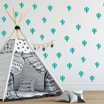 Adesivo de Parede Infantil Cactos Azul Turquesa 60un