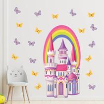 Adesivo de Parede Infantil Castelo Borboletas Quarto Menina 851adn