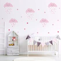 Adesivo de Parede Infantil Chuva de Amor Rosa