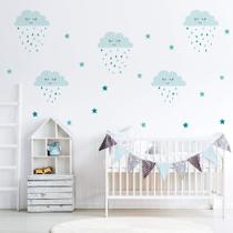 Adesivo de Parede Infantil Chuva de Amor Turquesa