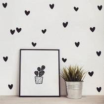 Adesivo de Parede Infantil Coração Estilo Desenho - 100 Mini Corações 6 Cm