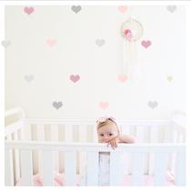 Adesivo de Parede Infantil Coração Rosa e Cinza - 120 Mini Corações