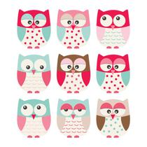 Adesivo de Parede Infantil Corujas Quarto Criança Bebe - 189ir