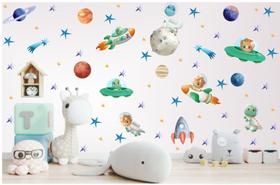 Adesivo de Parede Infantil Dinossauro Astronauta Cute